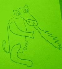 poorly drawn pic of firebreathing super cow